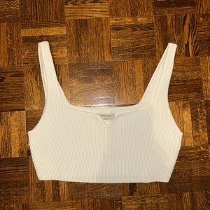 Aritzia White Ribbed Crop Top